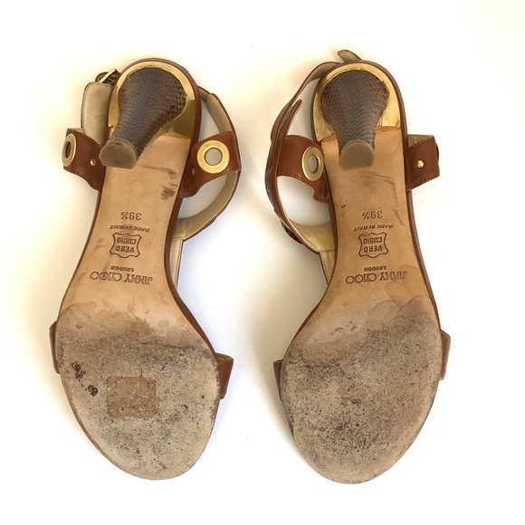 Jimmy Choo Leather & Snakeskin Sandals Size 39.5 - Picture 11 of 12